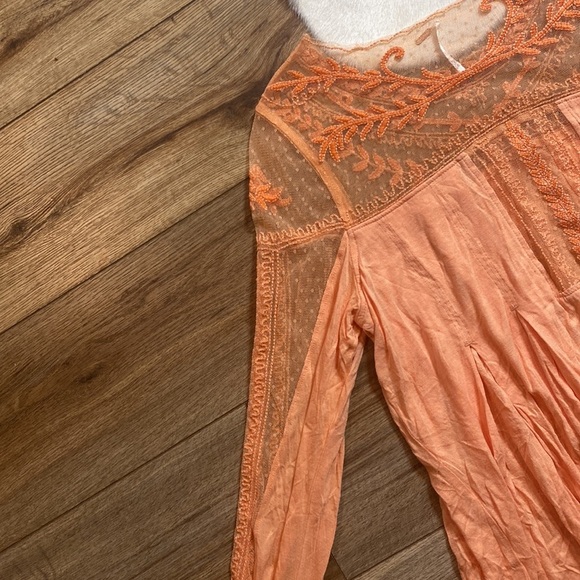 Free People Copper and Mixed Media Long Sleeve Tee. - Picture 13 of 13